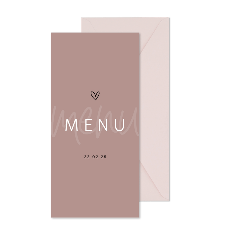 Communie menukaart minimalistisch met hartje - Kaartimpressie