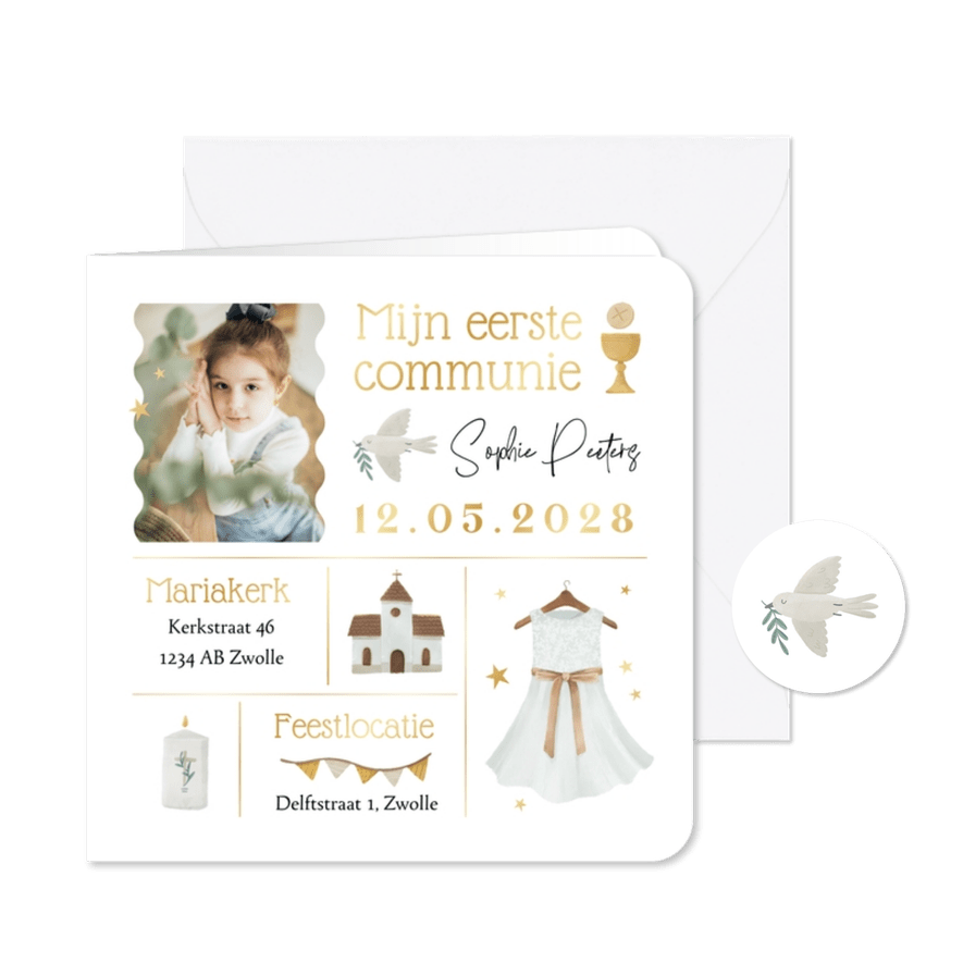 Communie uitnodiging christelijk illustraties foto sterren - Kaartimpressie