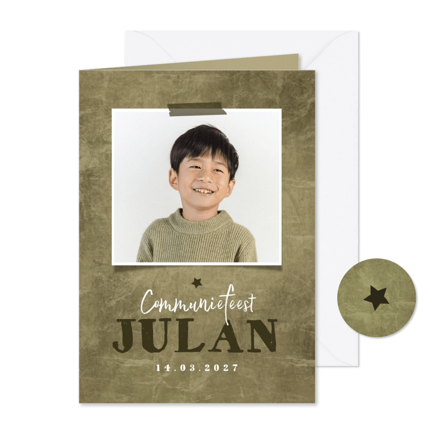 Communiefeest stoer groen foto ster foto - Kaartimpressie