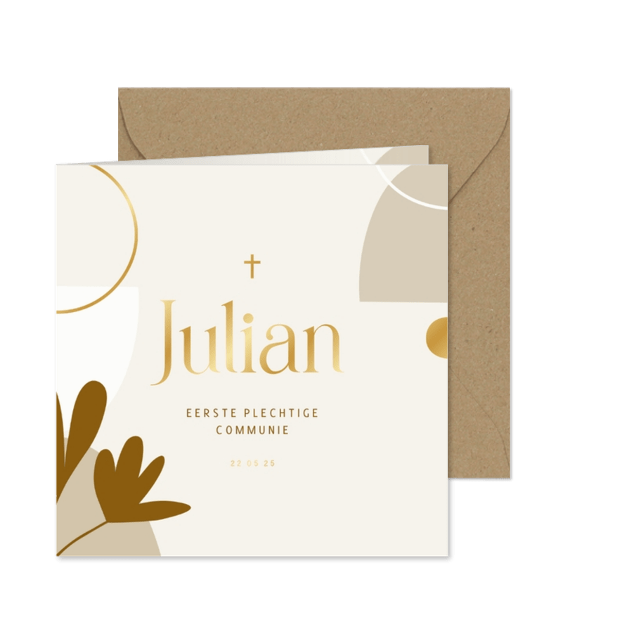 Communiekaart neutraal abstracte vormen - Kaartimpressie