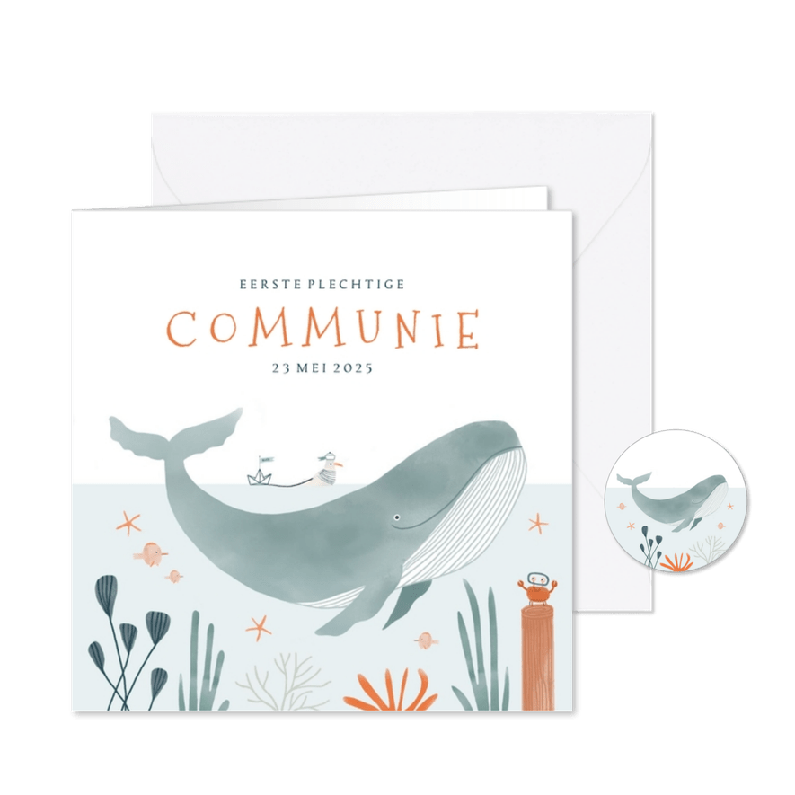 Communiekaart oceaan walvis dieren illustratie - Kaartimpressie