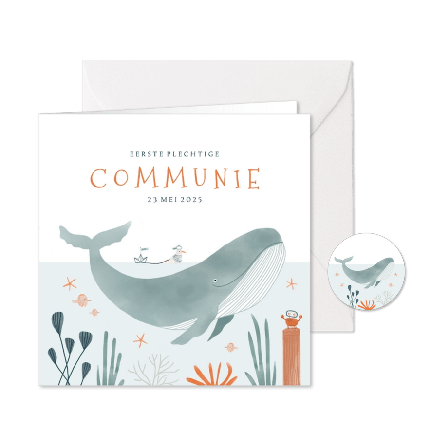 Communiekaart oceaan walvis dieren illustratie - Kaartimpressie