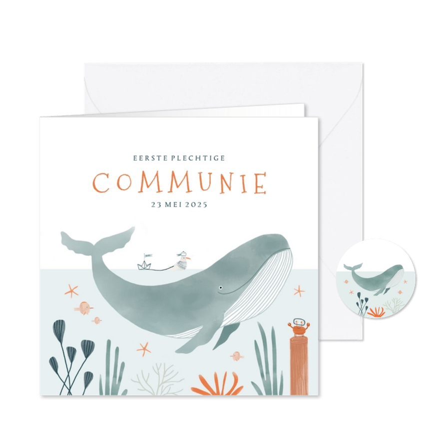 Communiekaart oceaan walvis dieren illustratie - Kaartimpressie