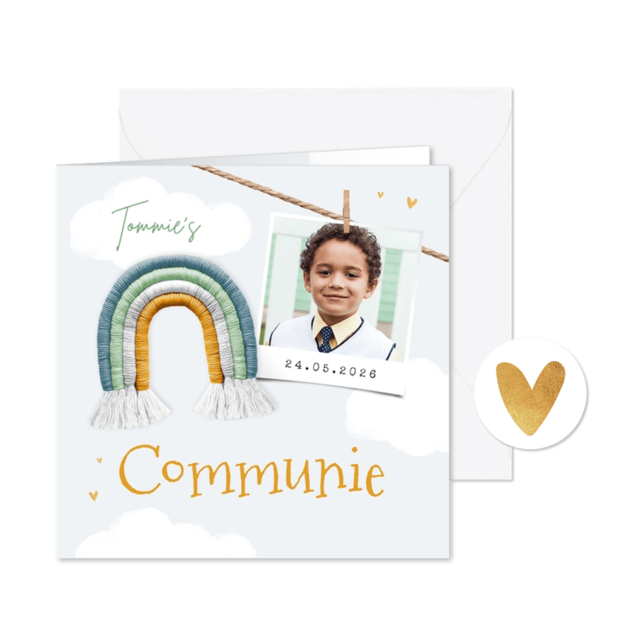 Communiekaart regenboog foto wolken - Kaartimpressie