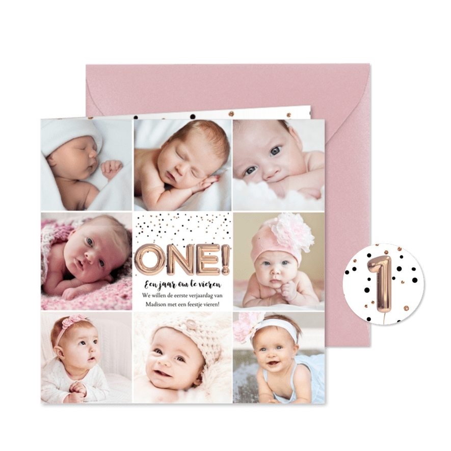 Confetti en ballonnen Uitnodiging Verjaardag feest - Kaartimpressie