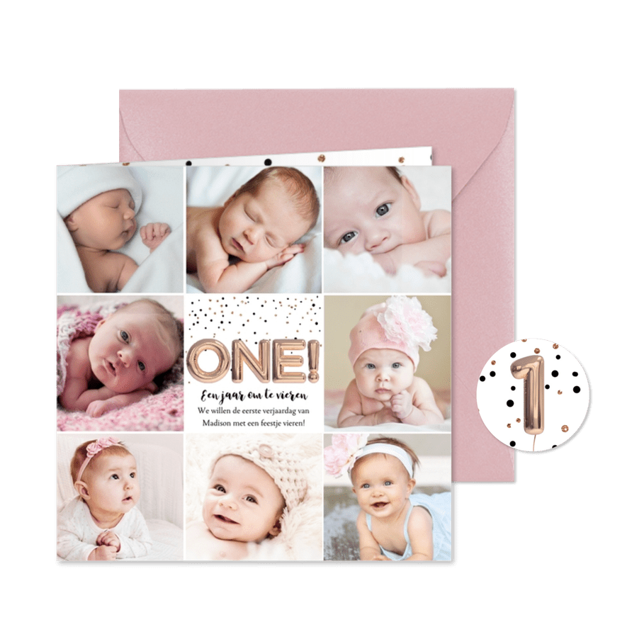 Confetti en ballonnen Uitnodiging Verjaardag feest - Kaartimpressie