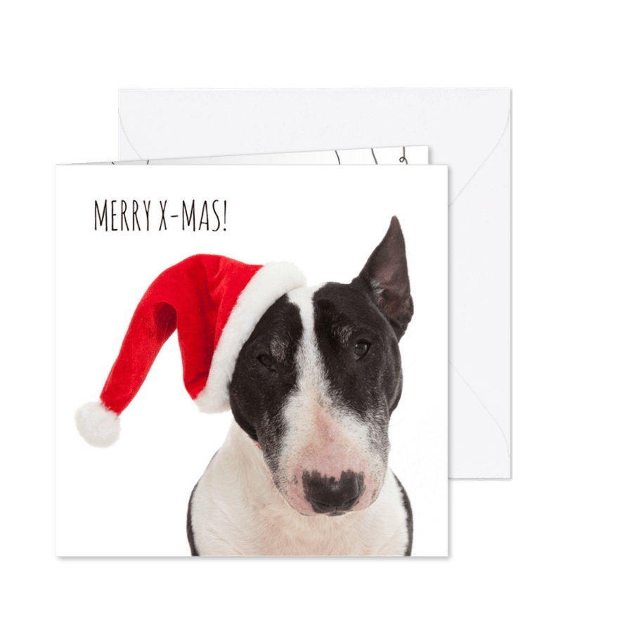 Dieren kerstkaart - Hond - Bull - Kaartimpressie