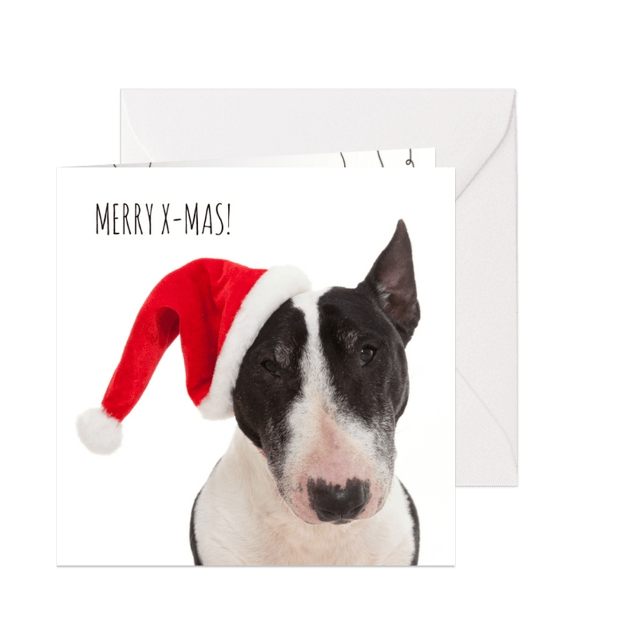 Dieren kerstkaart - Hond - Bull - Kaartimpressie