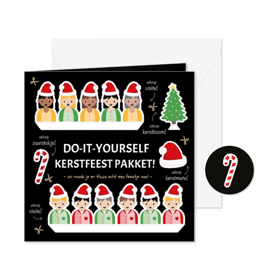 Do-it-yourself kerstfeest uitknip feestpakket kaart - Kaartimpressie