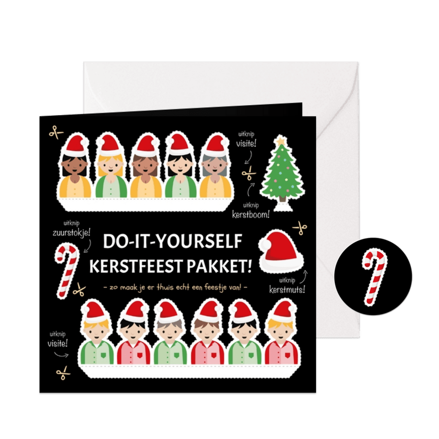 Do-it-yourself kerstfeest uitknip feestpakket kaart - Kaartimpressie