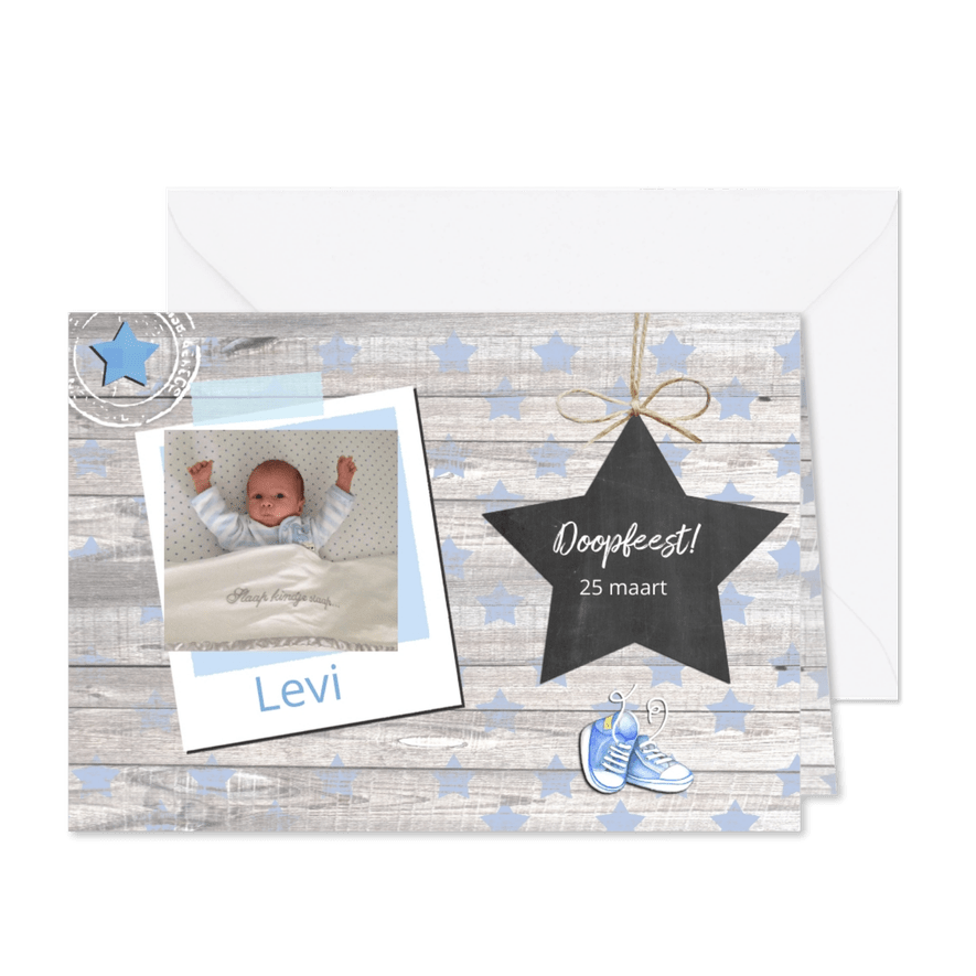 Doopfeest jongen ster - Kaartimpressie