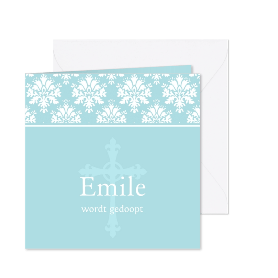 Doopkaart Blauw Barok - Kaartimpressie