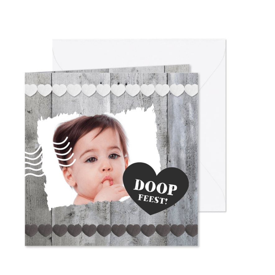 Doopkaart Hout Hartjes 1LS3 - Kaartimpressie