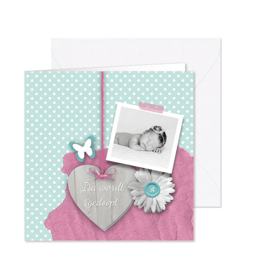 Doopkaart meisje lief foto - Kaartimpressie