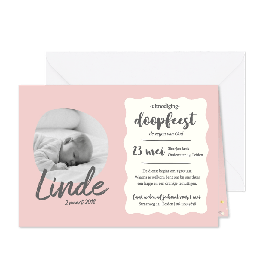 Doopkaartje - uitnodiging meisje - Kaartimpressie