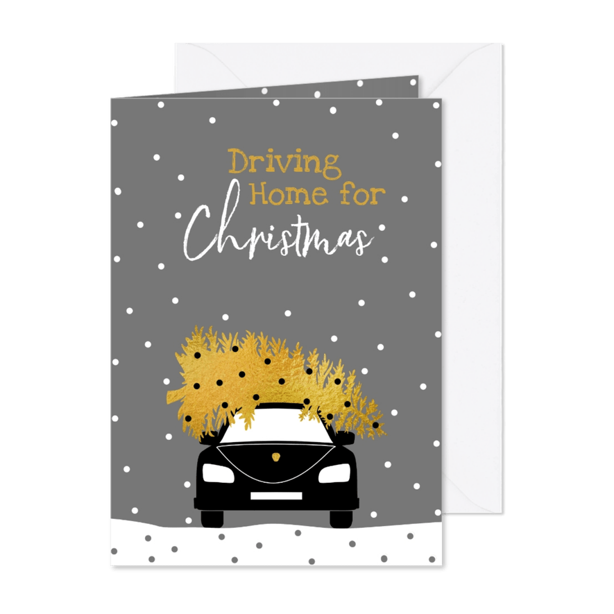 Driving Home For Christmas met boom en auto - Kaartimpressie