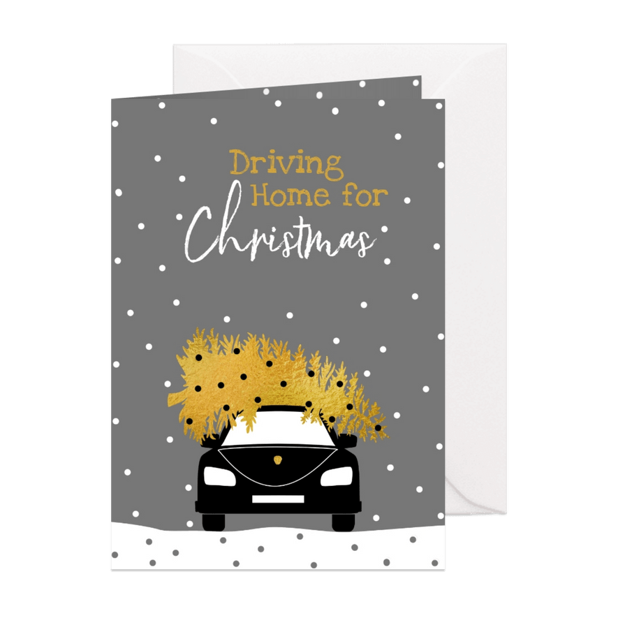 Driving Home For Christmas met boom en auto - Kaartimpressie