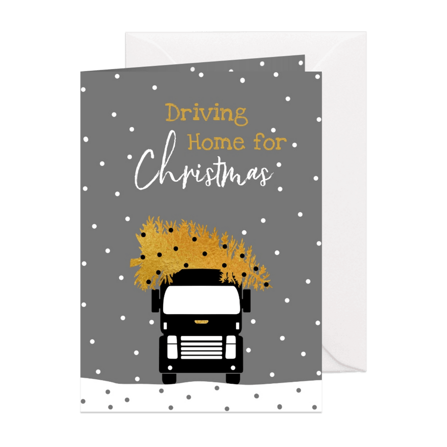 Driving Home For Christmas met kerstboom en truck - Kaartimpressie