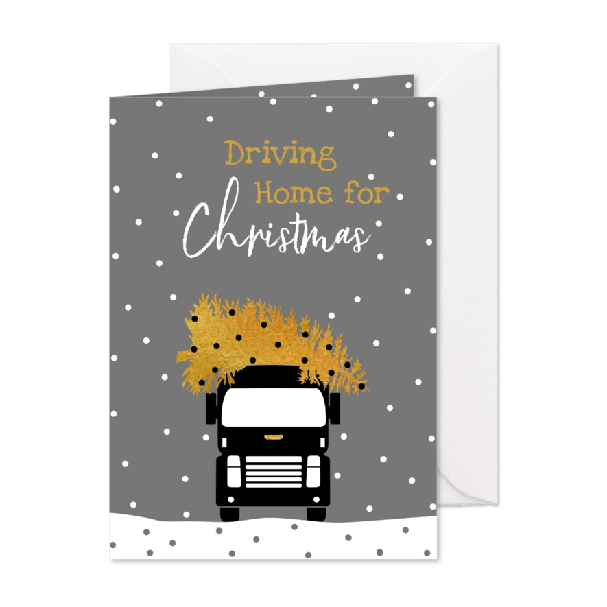 Driving Home For Christmas met kerstboom en truck - Kaartimpressie