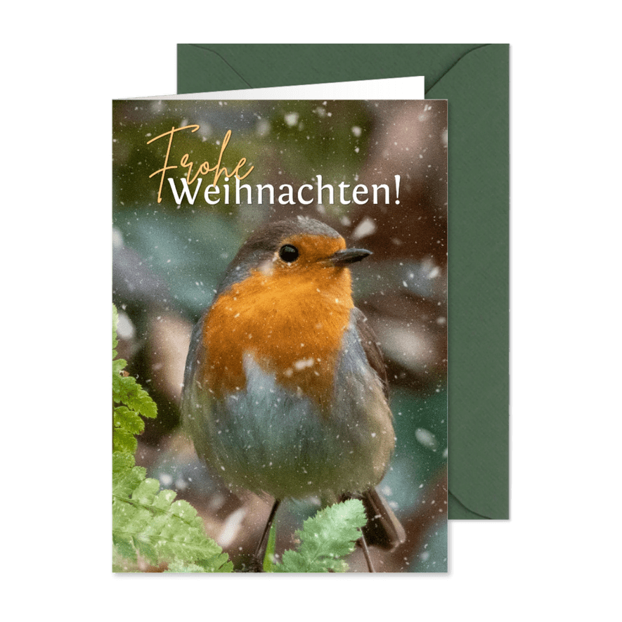 Duitse kerstkaart met roodborstje - Kaartimpressie