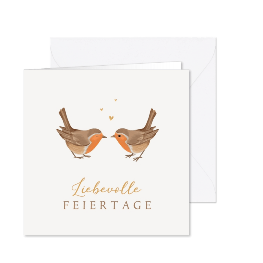 Duitse kerstkaart met twee roodborstjes - Kaartimpressie