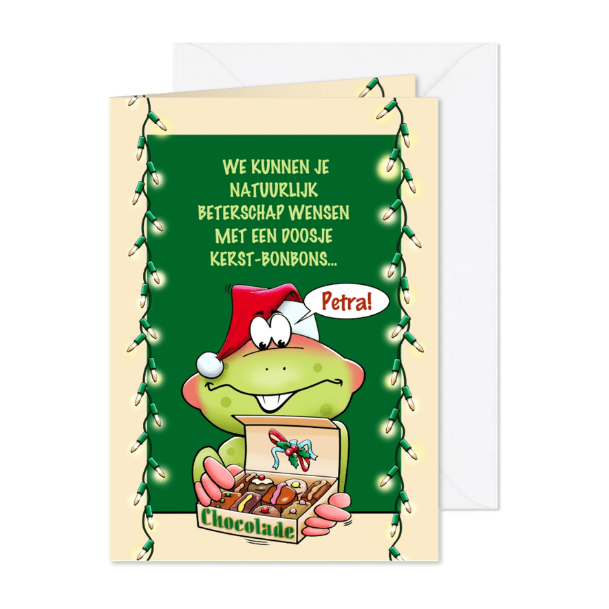 Een beterschapskaart voor rond de feestdagen, opkikkertje - Kaartimpressie