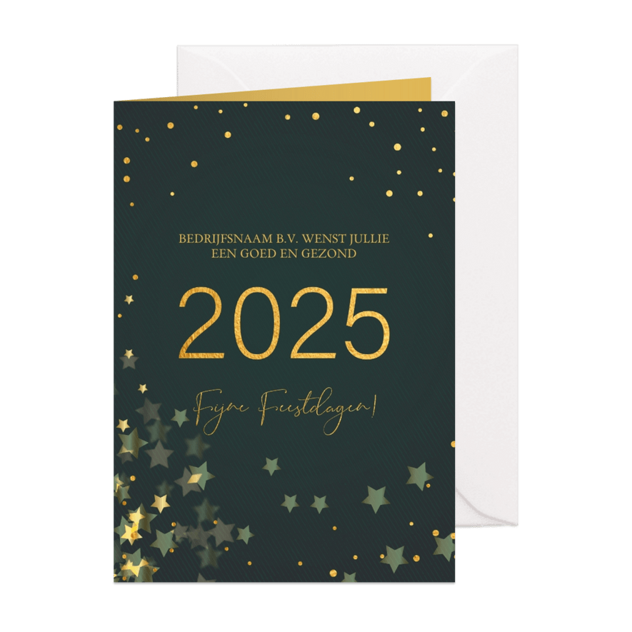 Een goed en gezond 2025 - Golden - Zakelijke kerstkaart - Kaartimpressie