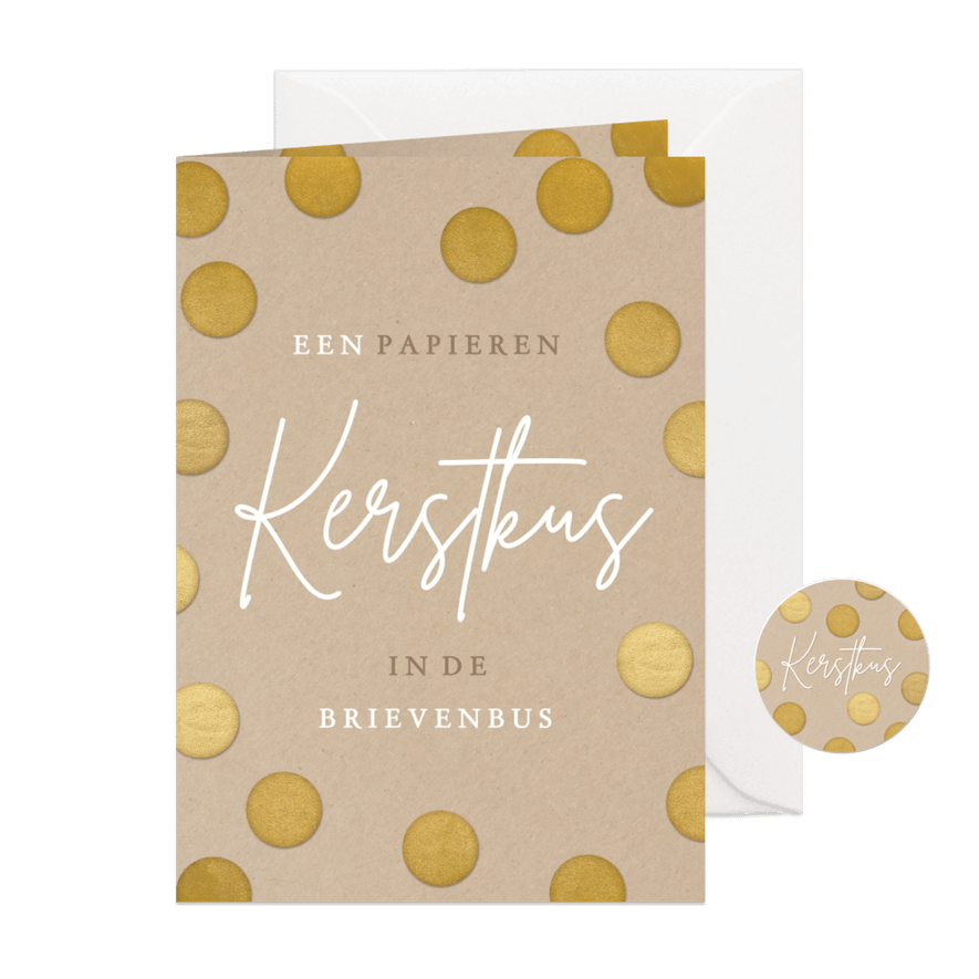 Een kerstkus door de brievenbus - Gouden confetti  - Kaartimpressie