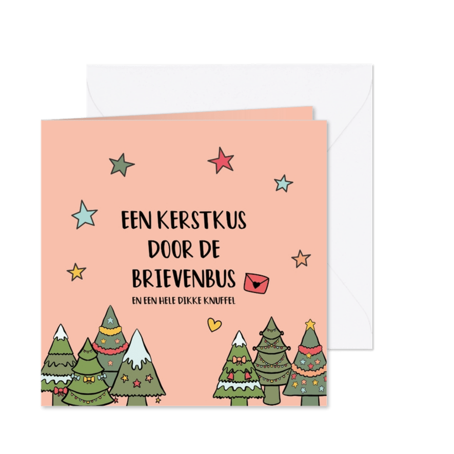 Een kerstkus door de brievenbus - kerstkaart - Kaartimpressie
