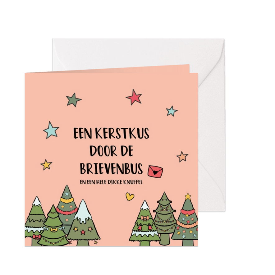 Een kerstkus door de brievenbus - kerstkaart - Kaartimpressie