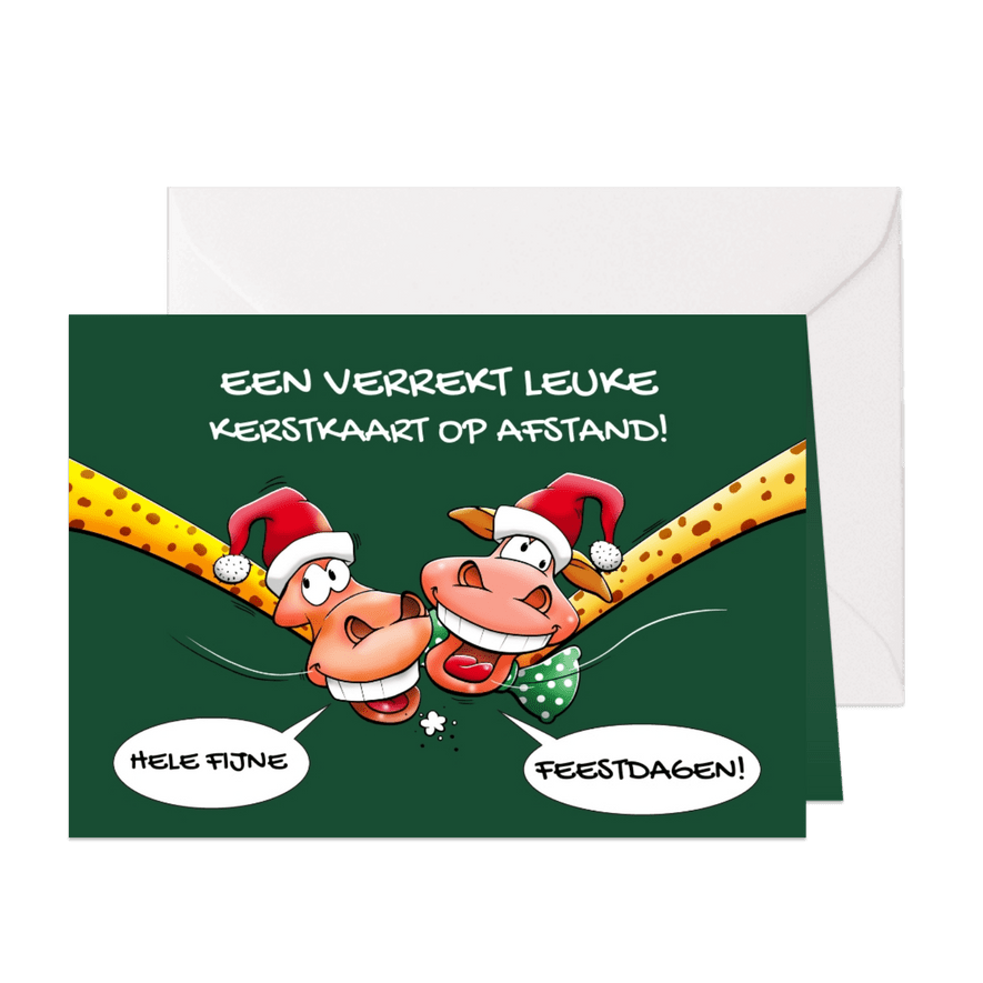 Een verrekt grappige kerstkaart met twee giraffen - Kaartimpressie