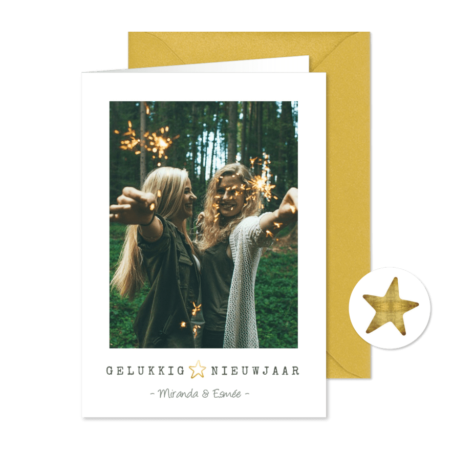 Eenvoudige nieuwjaarskaart met ruimte voor een eigen foto - Kaartimpressie