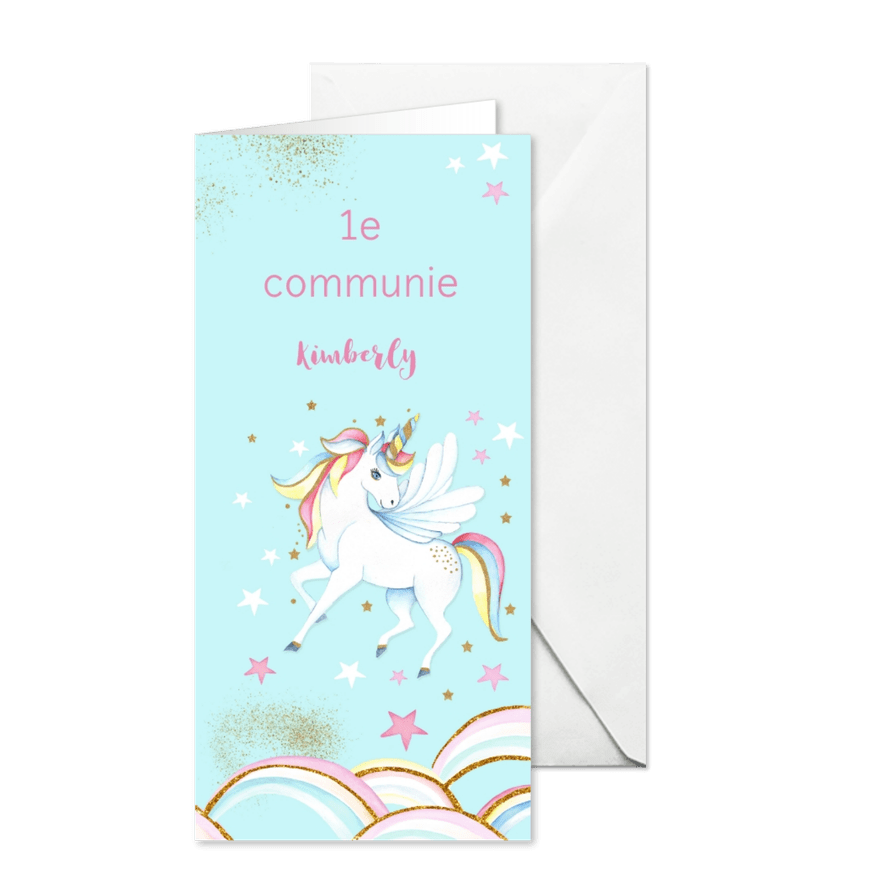 Eerste communie unicorn - Kaartimpressie