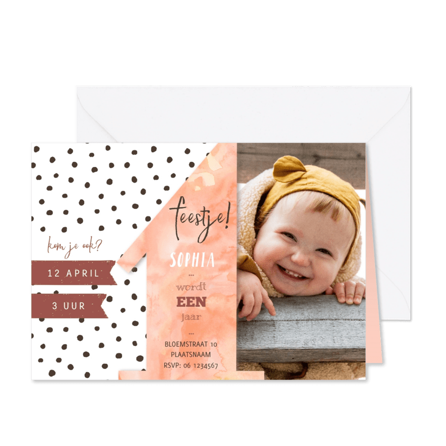 Eerste verjaardagsfeestje waterverf grote 1 - Kaartimpressie