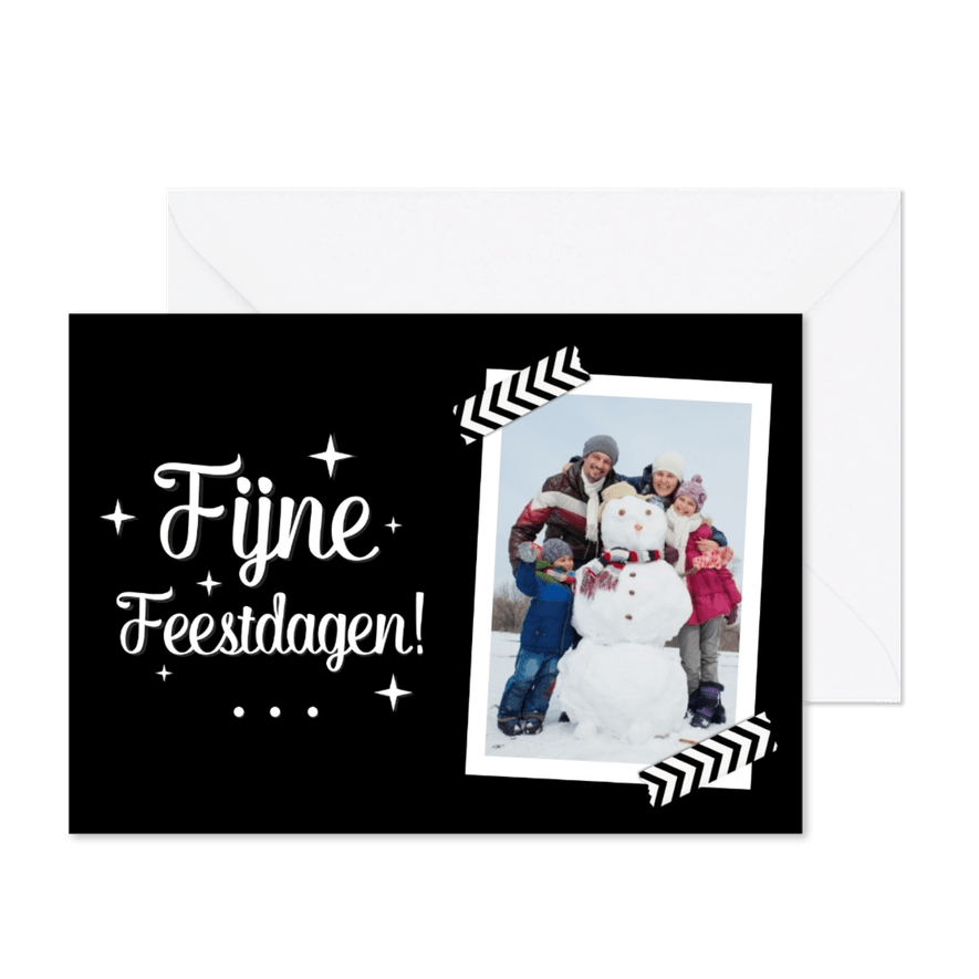 Enkele kerstkaart Hip Foto zw - Kaartimpressie