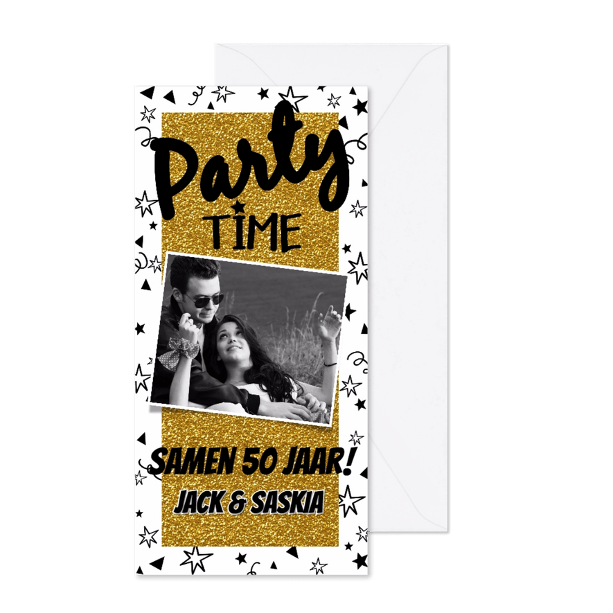 Feestelijke glitter uitnodiging confetti - Kaartimpressie