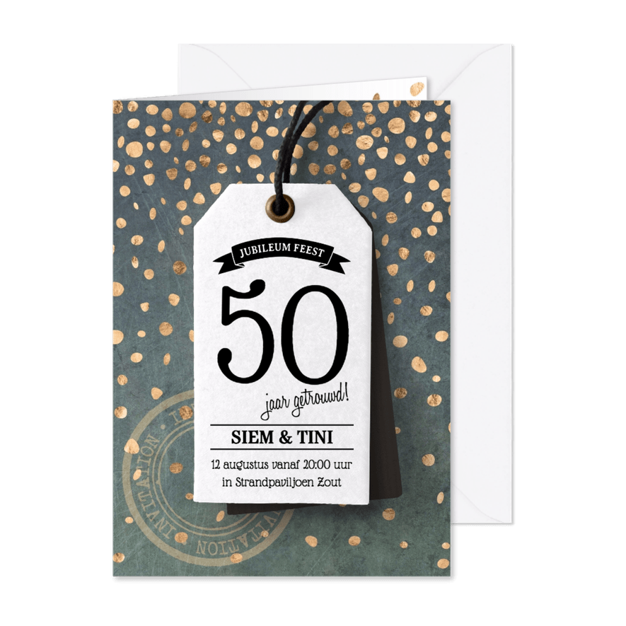 Feestelijke uitnodiging huwelijksjubileum - Kaartimpressie