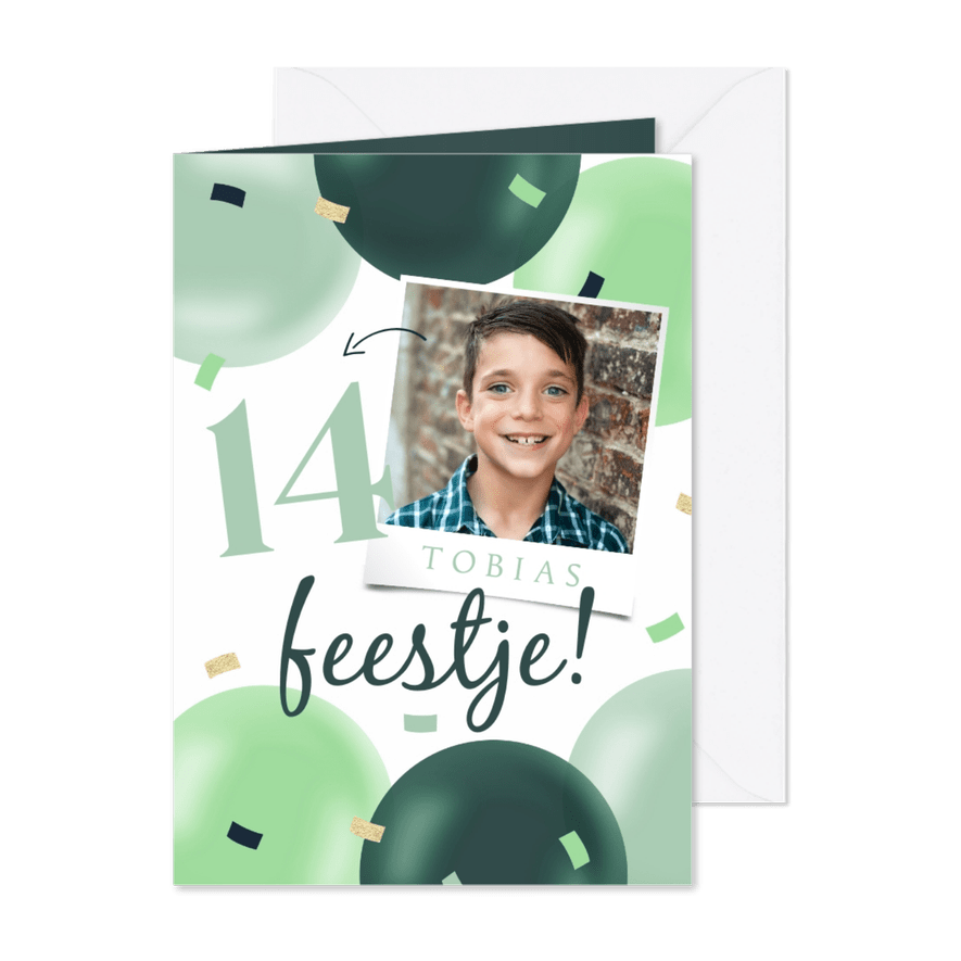 Feestelijke uitnodiging verjaardag tiener zoon - Kaartimpressie