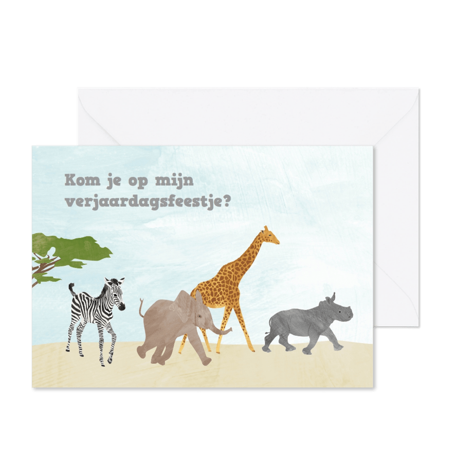 Feestje dieren uit Afrika - Kaartimpressie