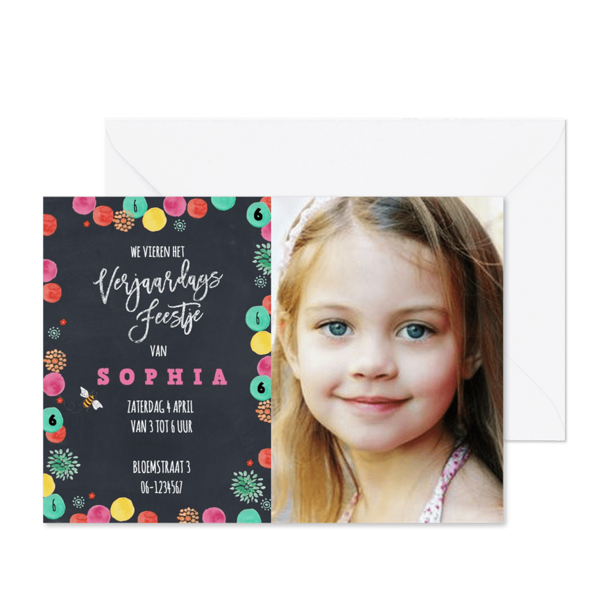 Feestje stippen Schoolbord - Kaartimpressie
