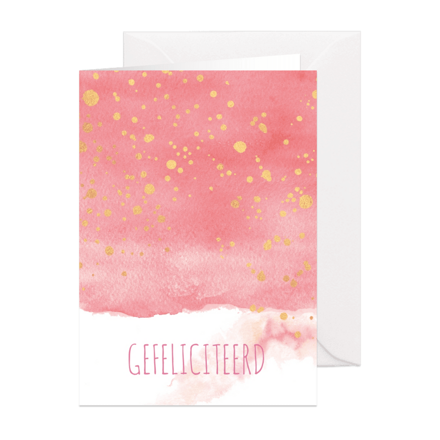 Felicitatiekaart met gouden confetti - Kaartimpressie