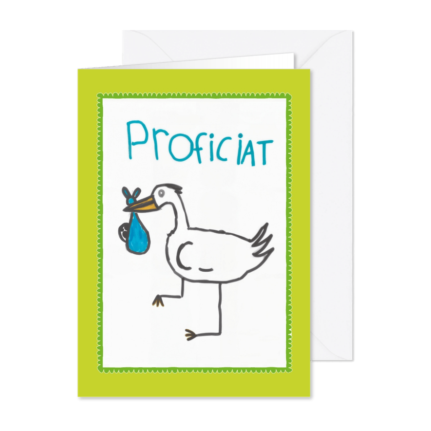 Felicitatiekaartje geboorte van De Liedjesfabriek - Kaartimpressie