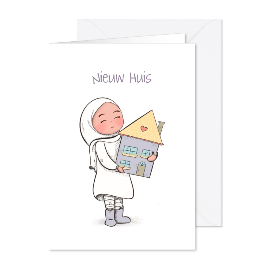 Felicitatiekaartje verhuisd met hijabi - Kaartimpressie