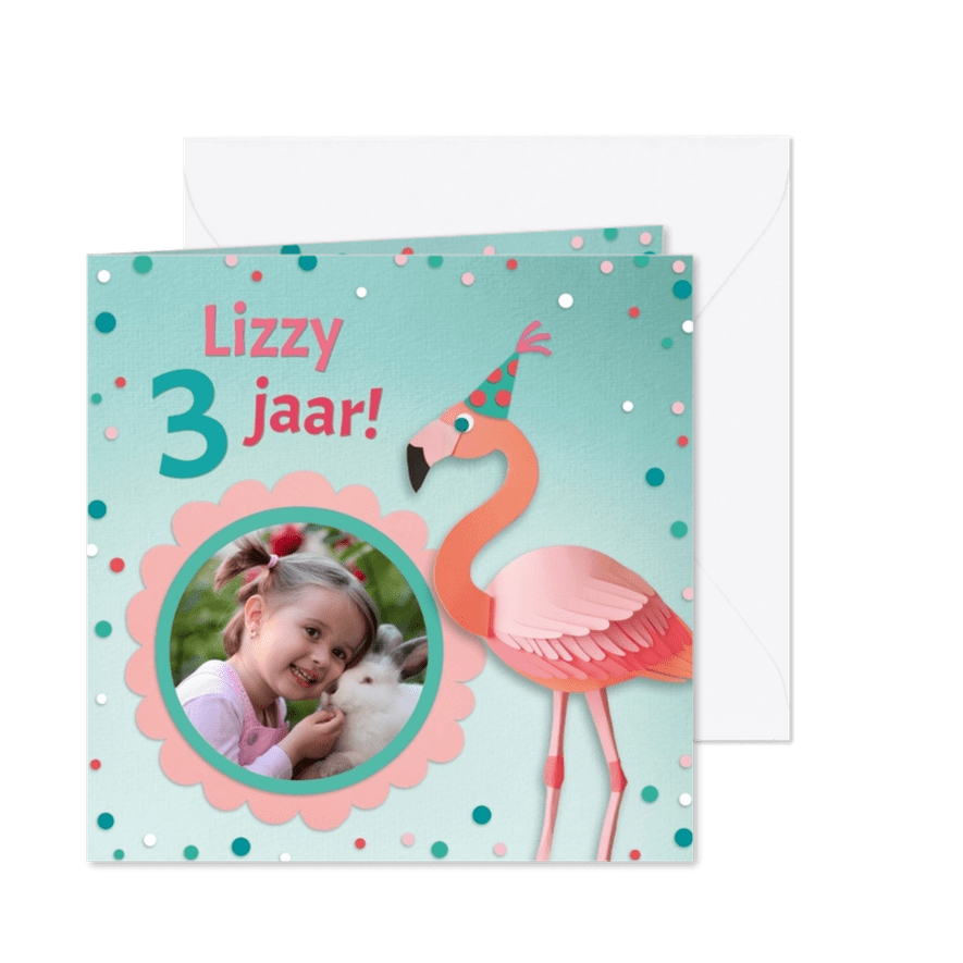 Flamingo feestje - Kaartimpressie