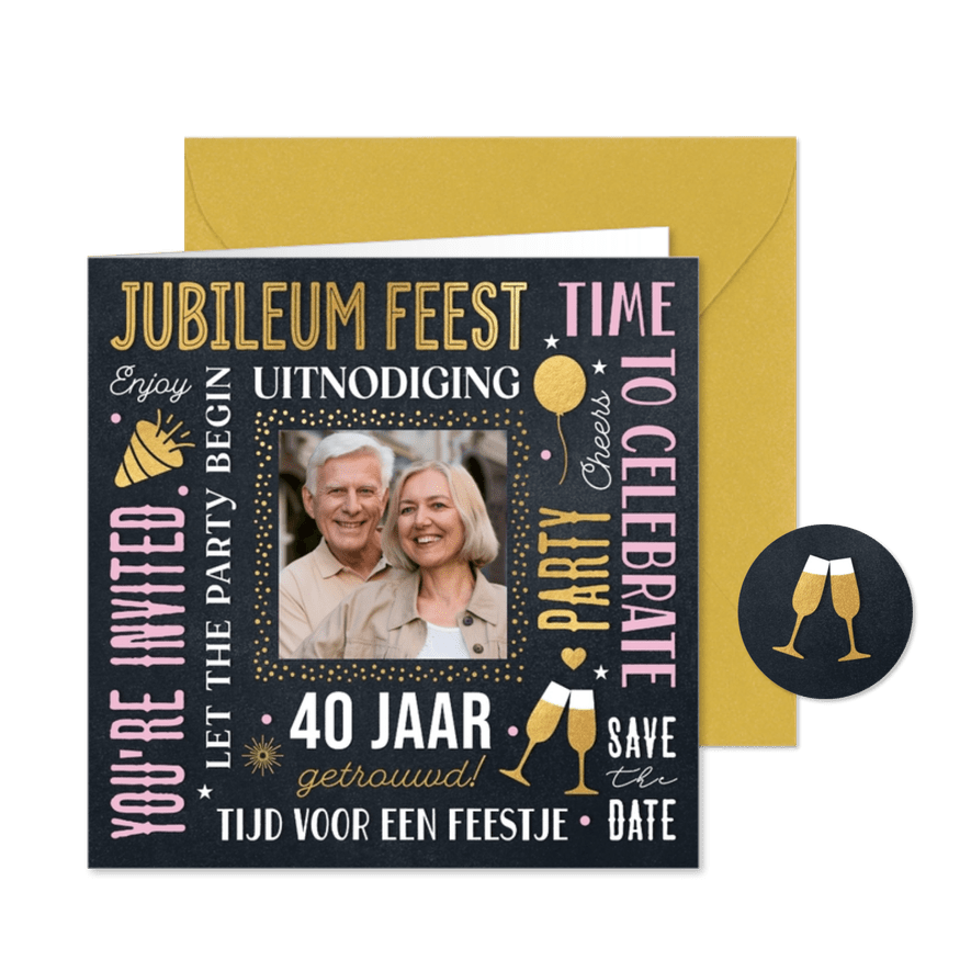 Foto jubileum uitnodiging trouwdag 40 jaar - Kaartimpressie