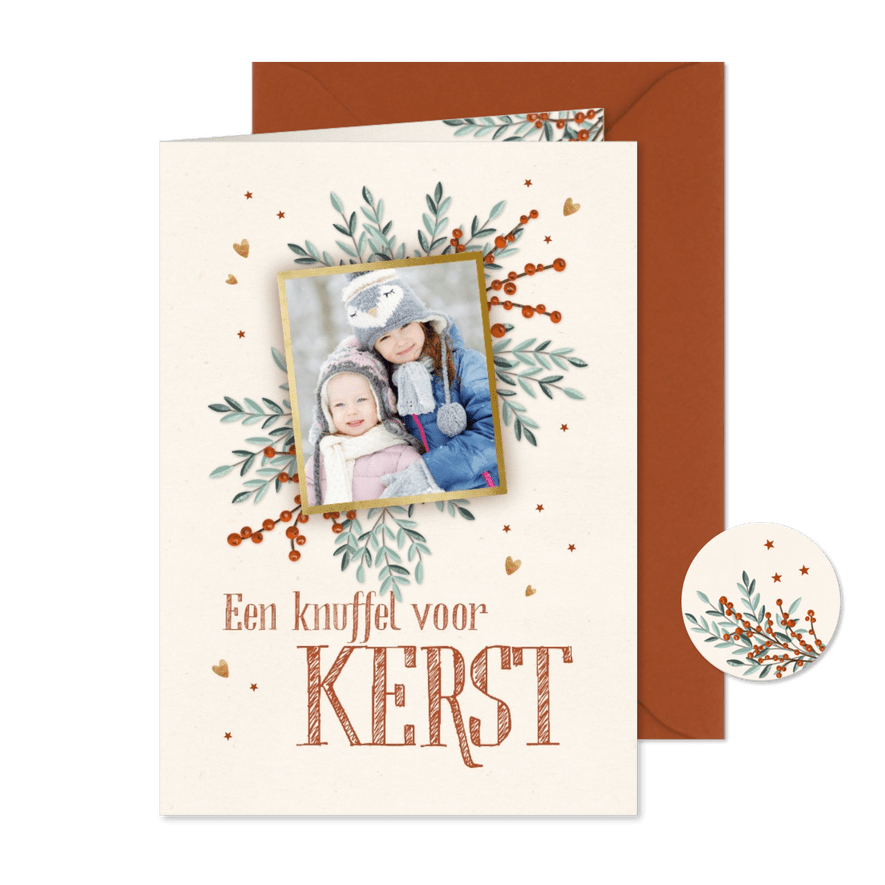 Foto-kerstkaart 'Een knuffel voor kerst' - Kaartimpressie