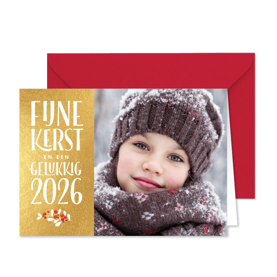 Foto kerstkaart goud 2026 - Kaartimpressie