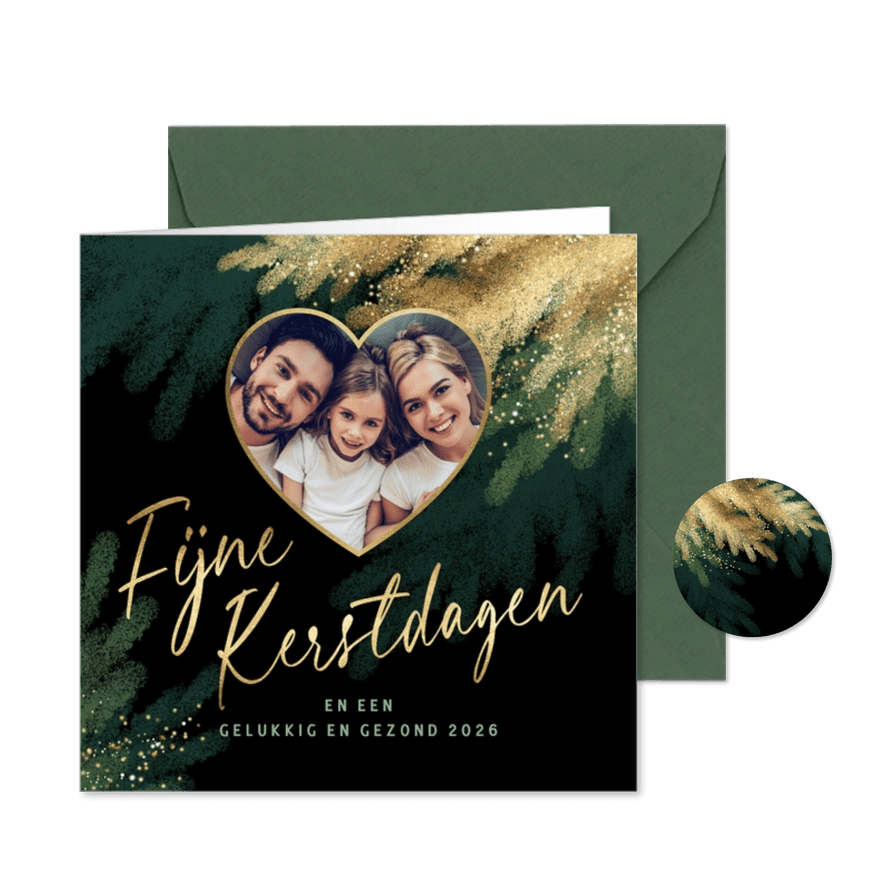 Foto Kerstkaart hart 2026 kersttakken - Kaartimpressie