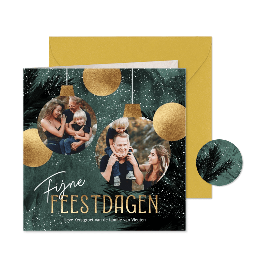 Foto kerstkaart kerstballen kerstboom - Kaartimpressie