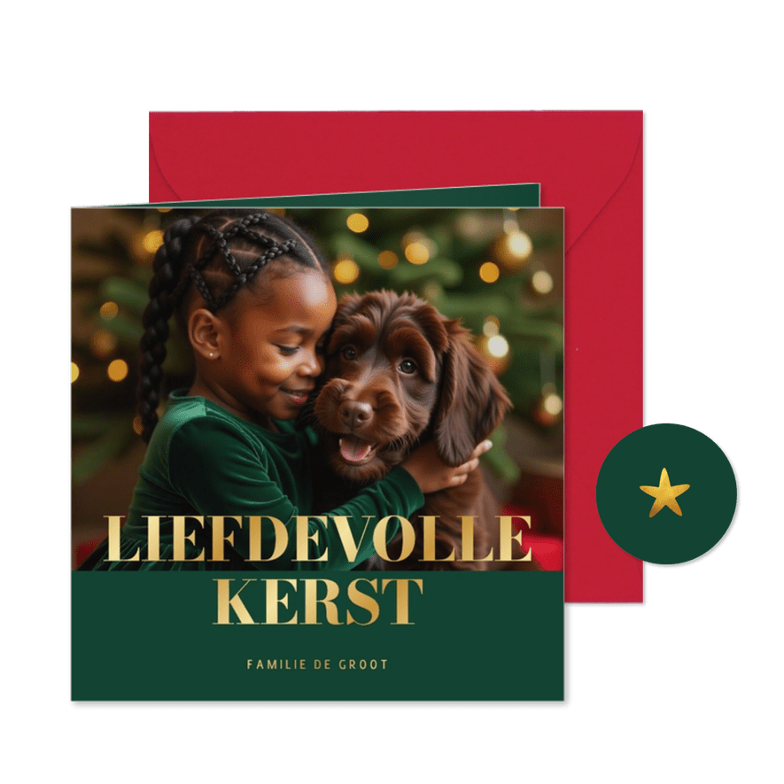 Foto kerstkaart met aanpasbare tekst - Kaartimpressie